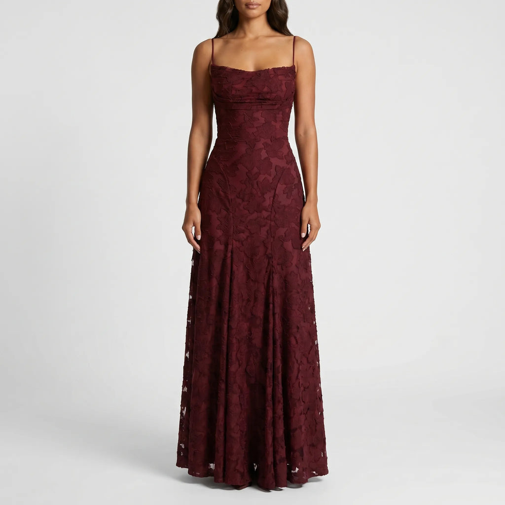 FloriaDress™ - Textured Floral Maxi Dress