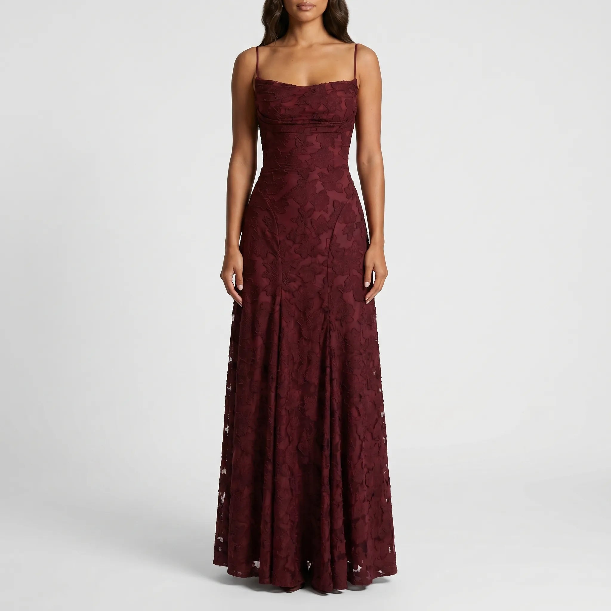 FloriaDress™ - Textured Floral Maxi Dress