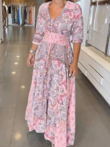 Floriana™ - Bohemian Paisley Maxi Dress