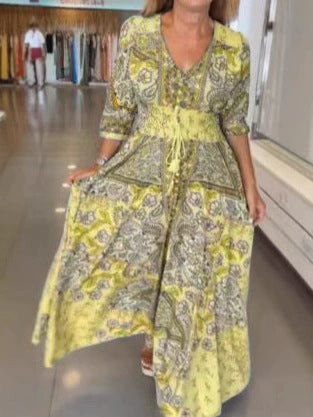 Floriana™ - Bohemian Paisley Maxi Dress