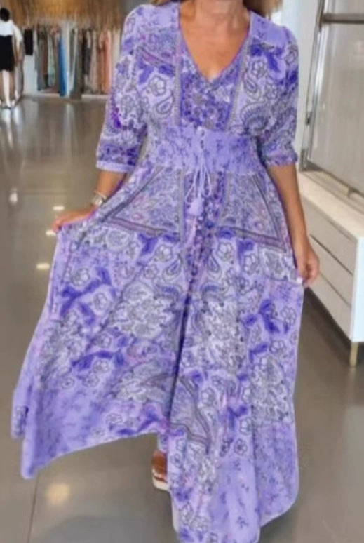 Floriana™ - Bohemian Paisley Maxi Dress