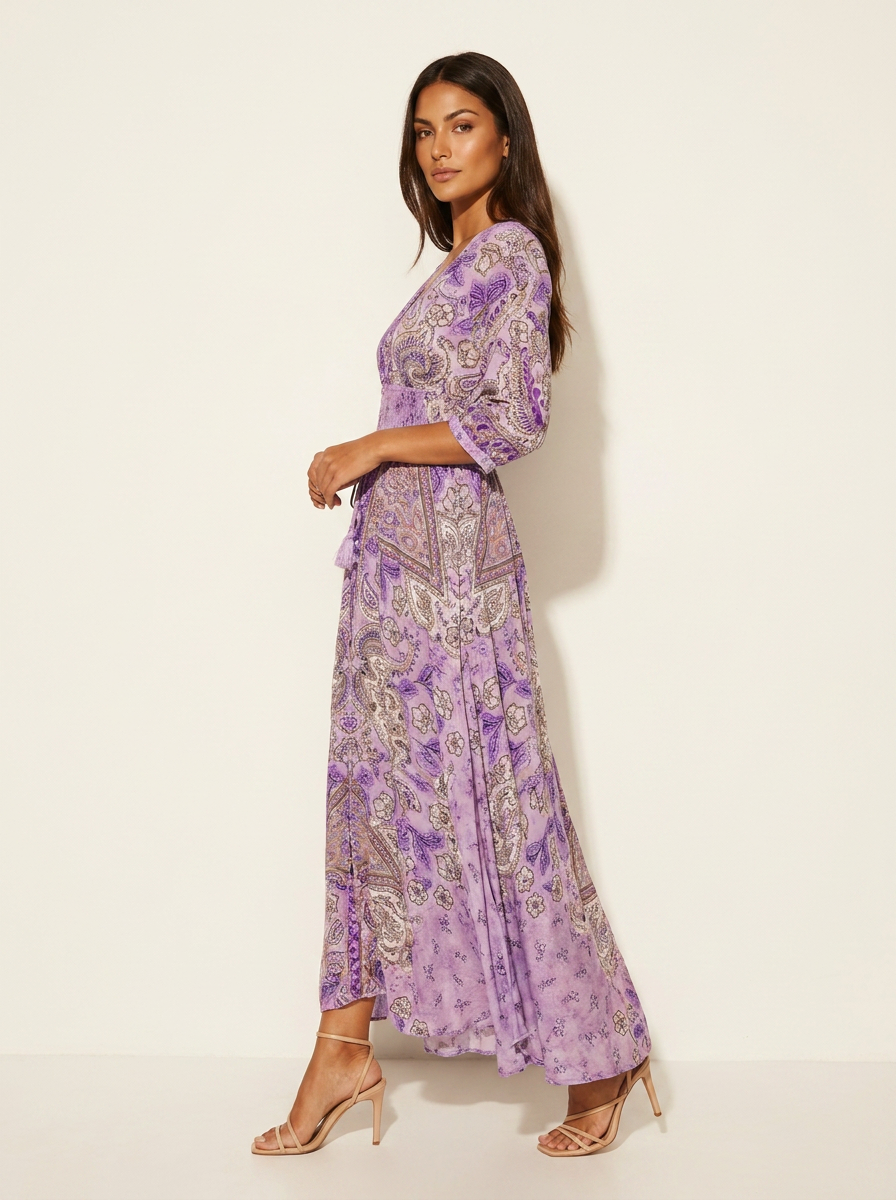 Floriana™ - Bohemian Paisley Maxi Dress