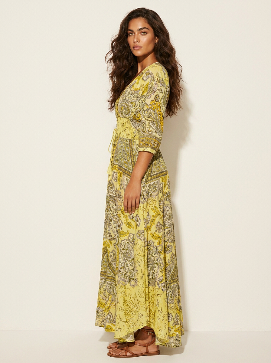 Floriana™ - Bohemian Paisley Maxi Dress