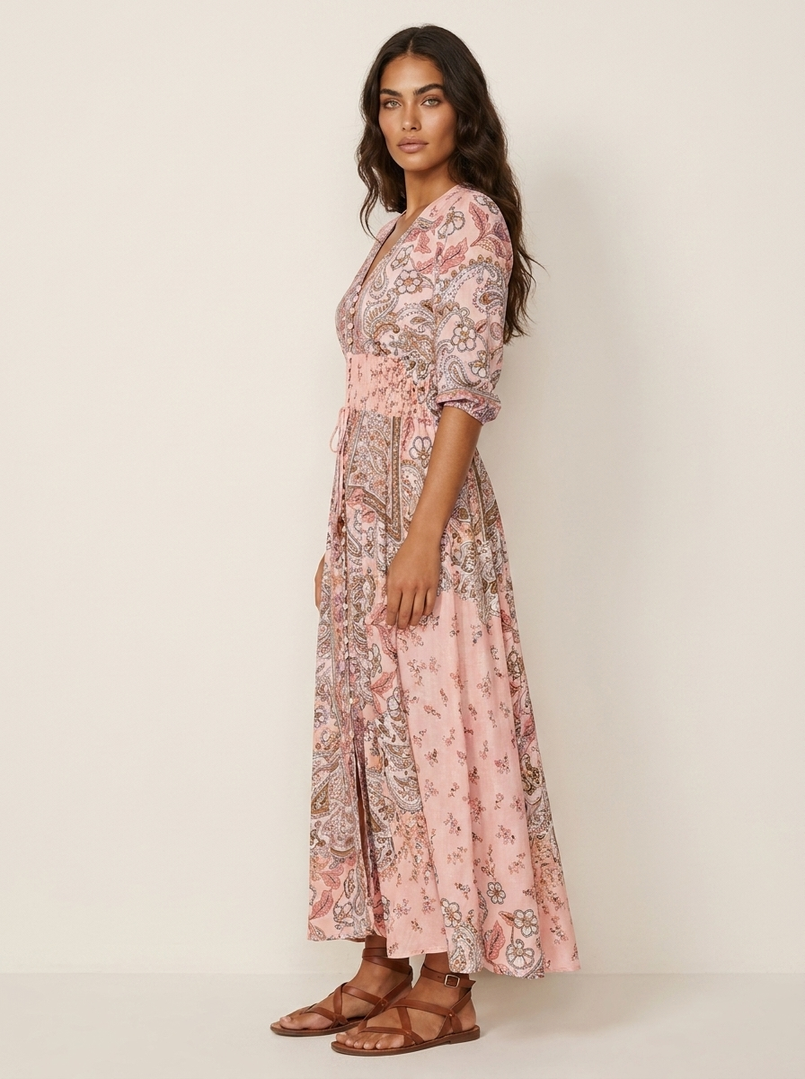 Floriana™ - Bohemian Paisley Maxi Dress