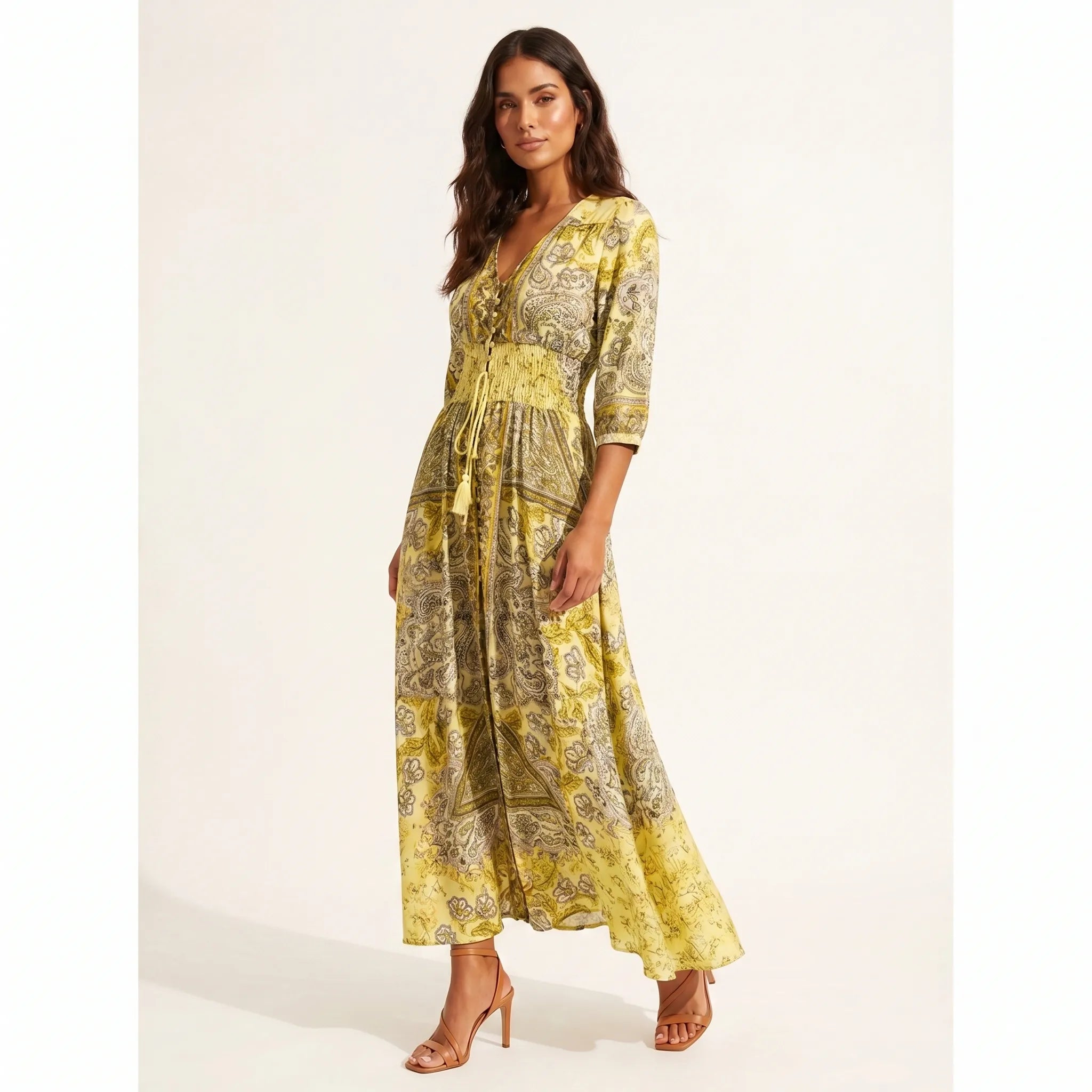 Floriana™ - Bohemian Paisley Maxi Dress