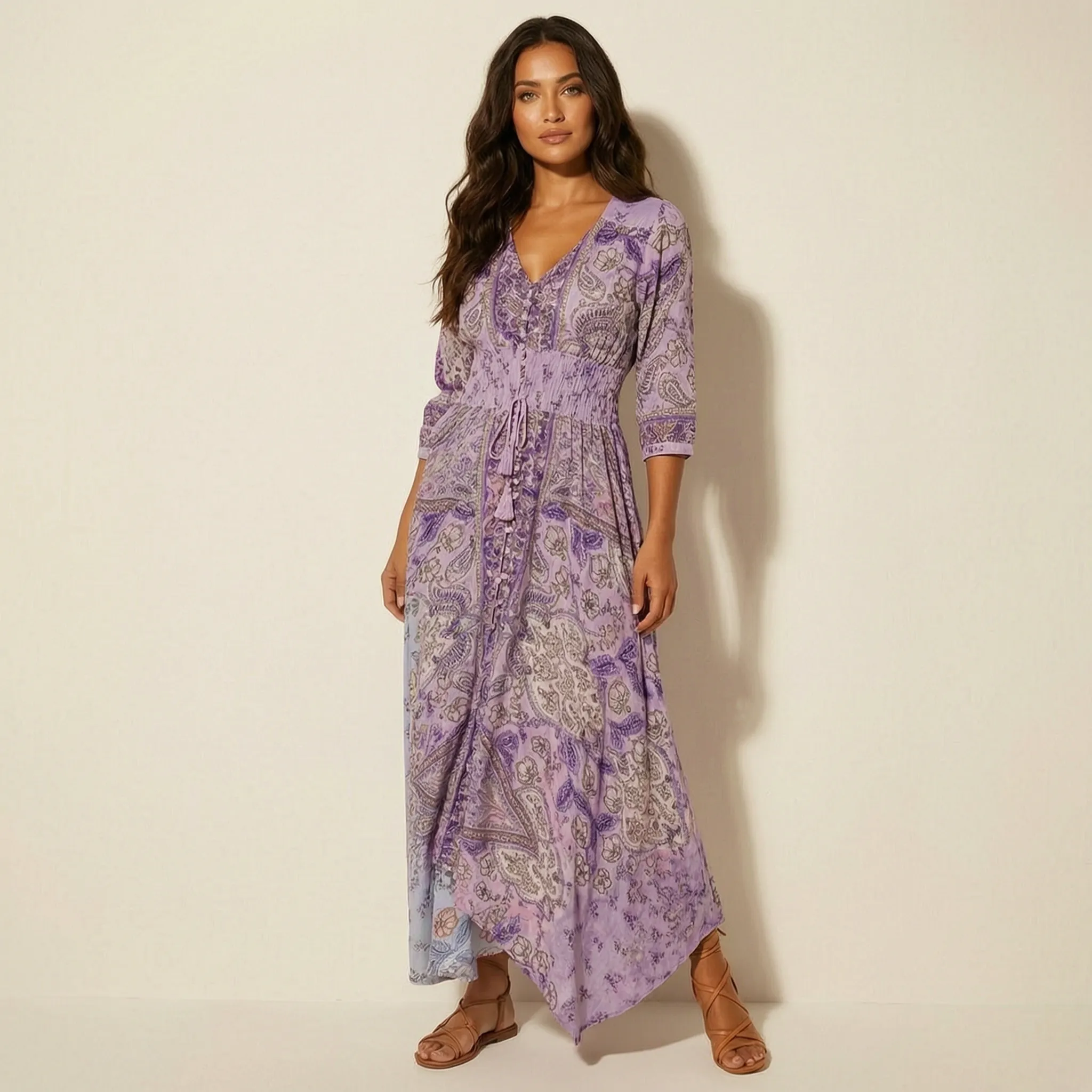 Floriana™ - Bohemian Paisley Maxi Dress