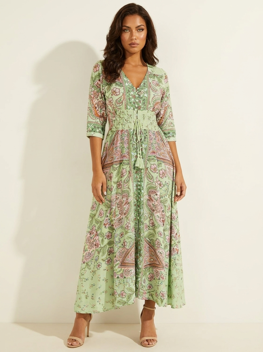 Floriana™ - Bohemian Paisley Maxi Dress