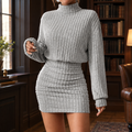 Josephine™ | Women's Ribbed Knit Mini Dress Turtleneck