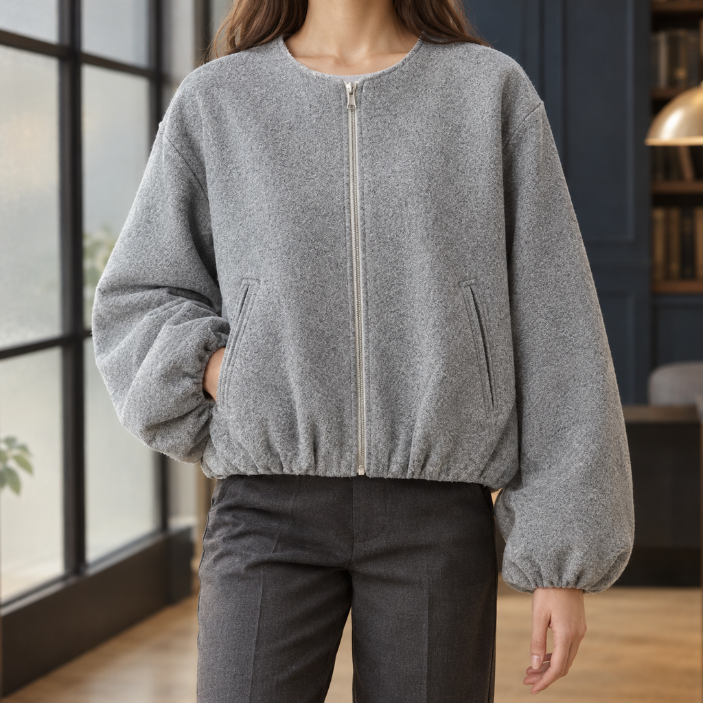 Ophelia™ | Women's Woven Balloon Sleeve Jacket Cropped