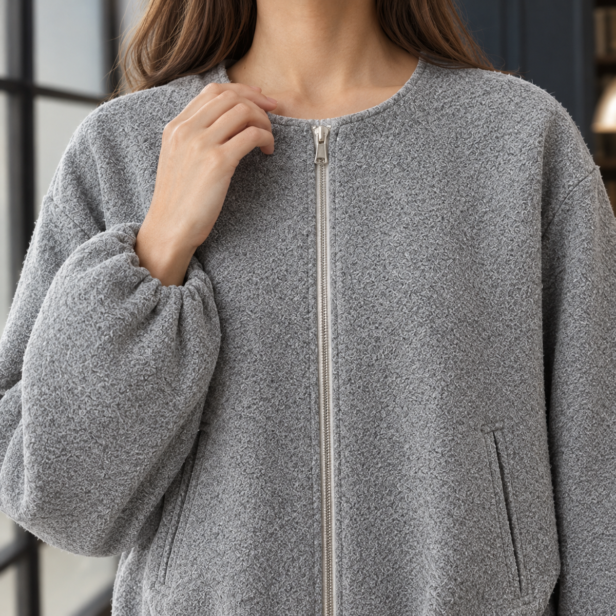 Ophelia™ | Women's Woven Balloon Sleeve Jacket Cropped