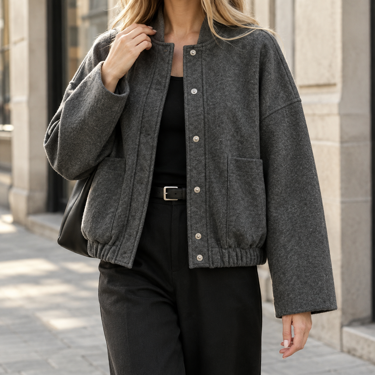 Cosette™ | Women's Woven Bomber Jacket Snap Front