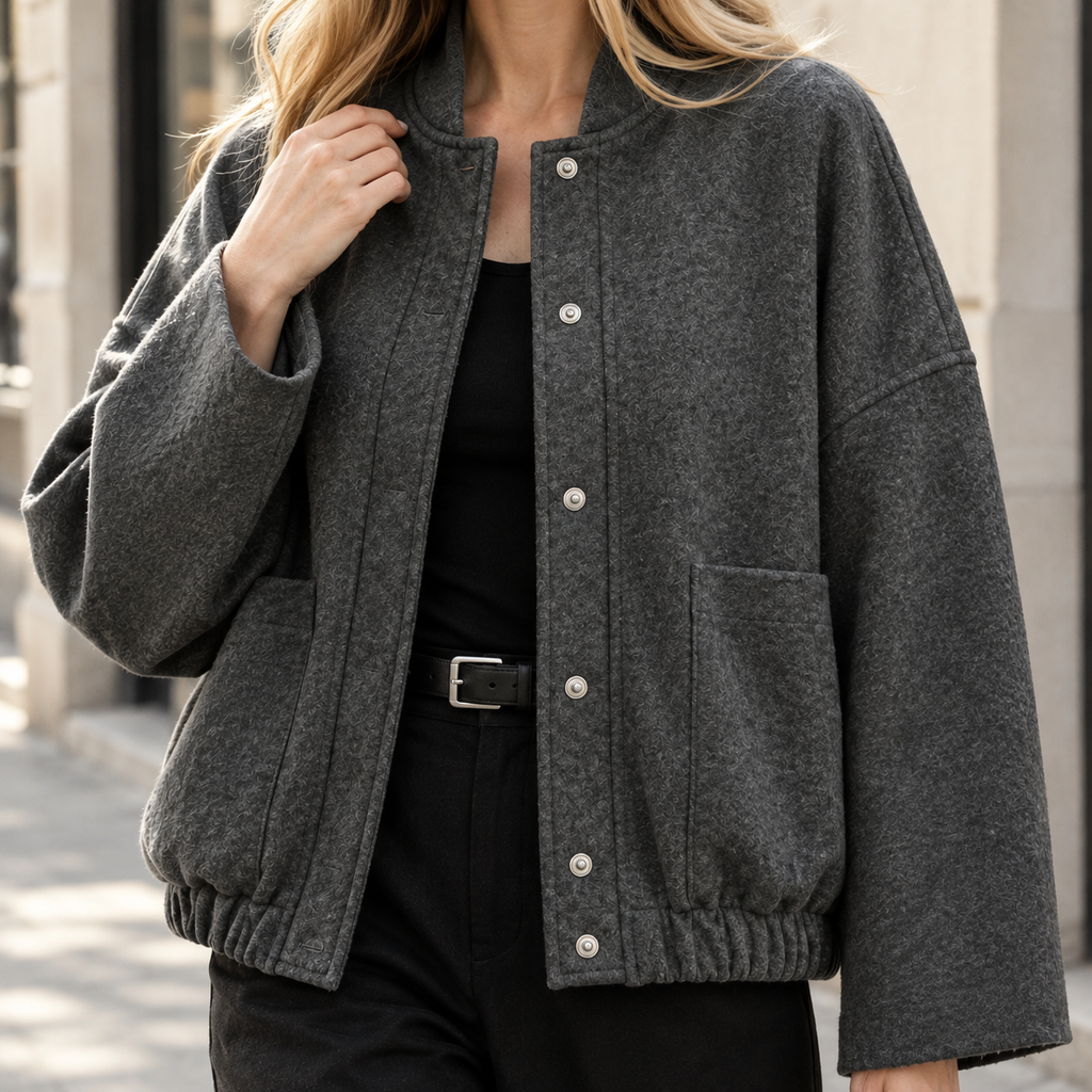 Cosette™ | Women's Woven Bomber Jacket Snap Front