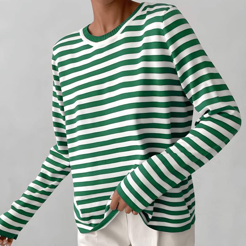 Odessa™ | Women's Striped Cotton Sweater Crew Neck