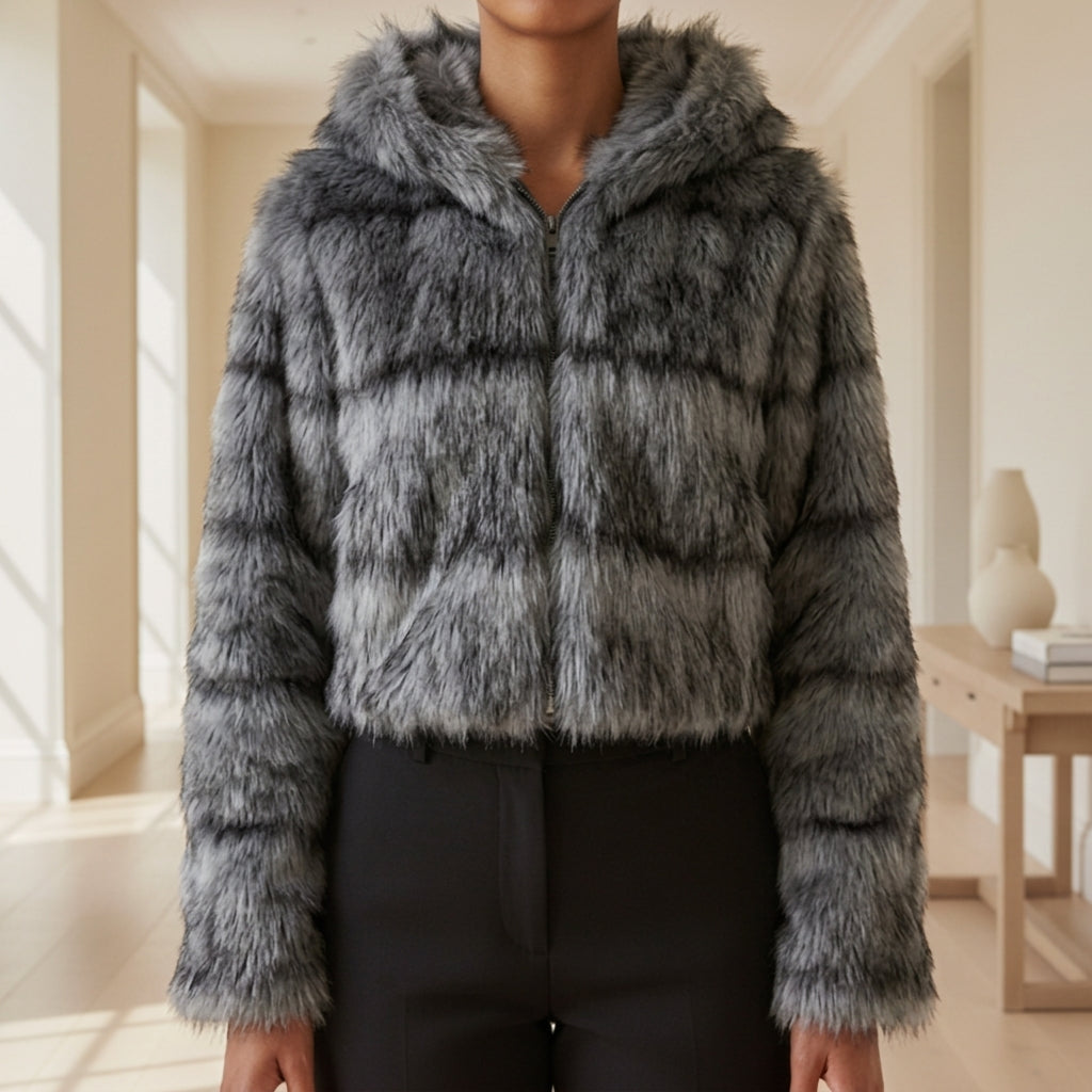 Aurelia™ | Women's Faux Fur Jacket Cropped Hooded