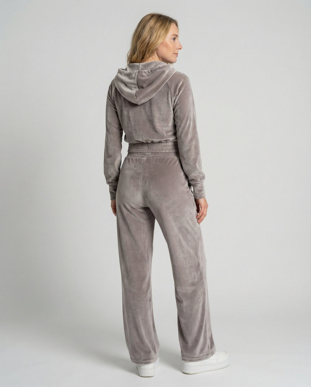 Marcelline™ | Women's Velour Tracksuit Set Cropped Hoodie