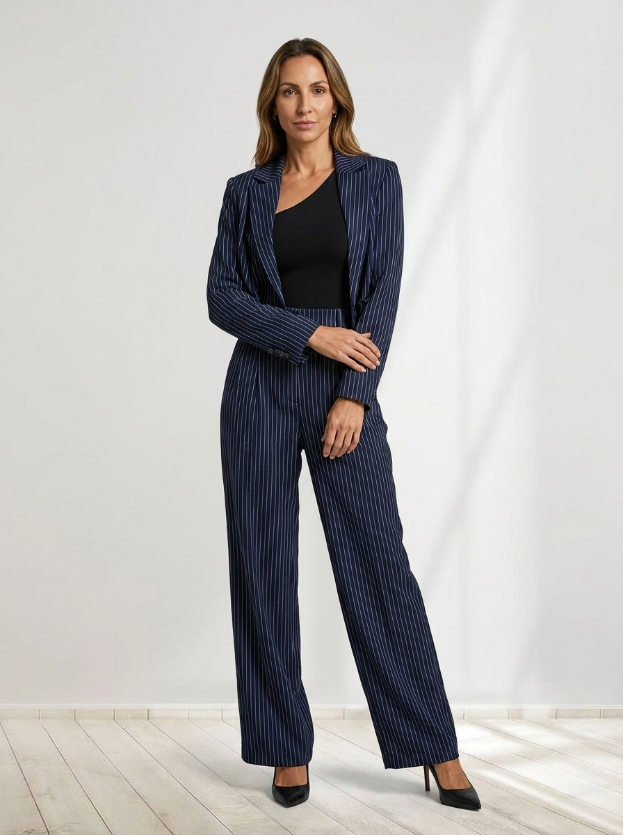 Solenne™ | Pinstripe Blazer Set