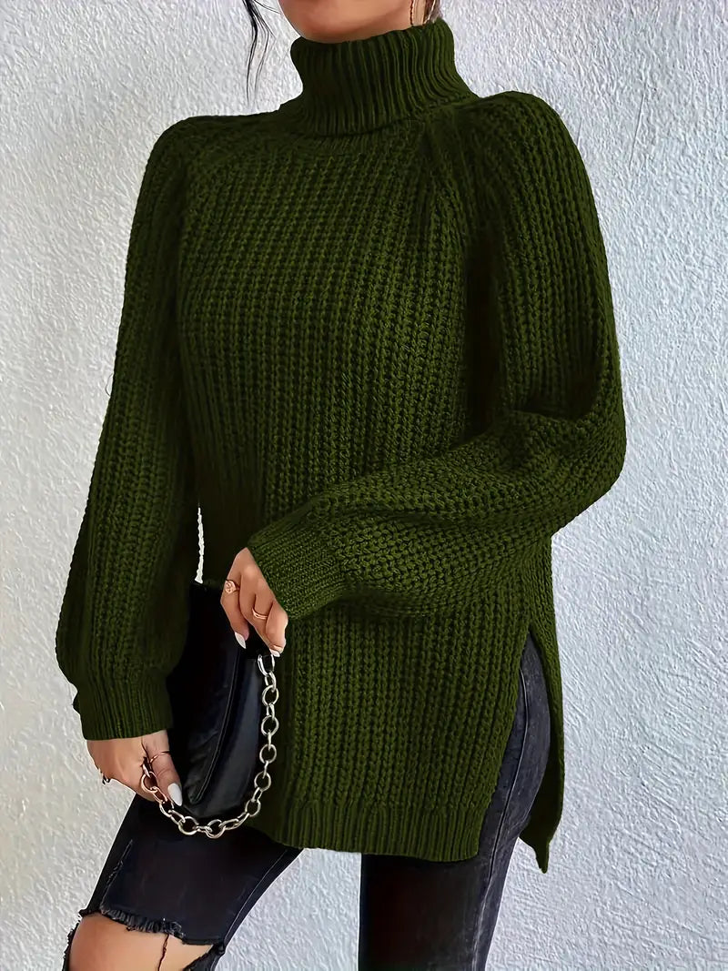 Seraphine™ | Women's Cotton Turtleneck Sweater Ribbed Knit