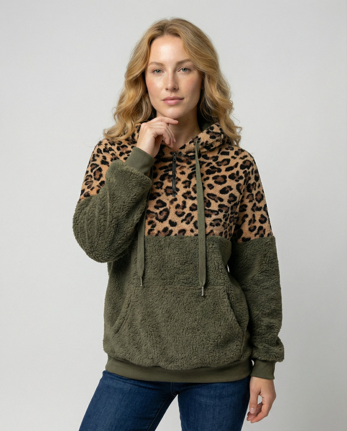 Lucienne™ | Women’s Sherpa Hoodie Leopard Print Fleece
