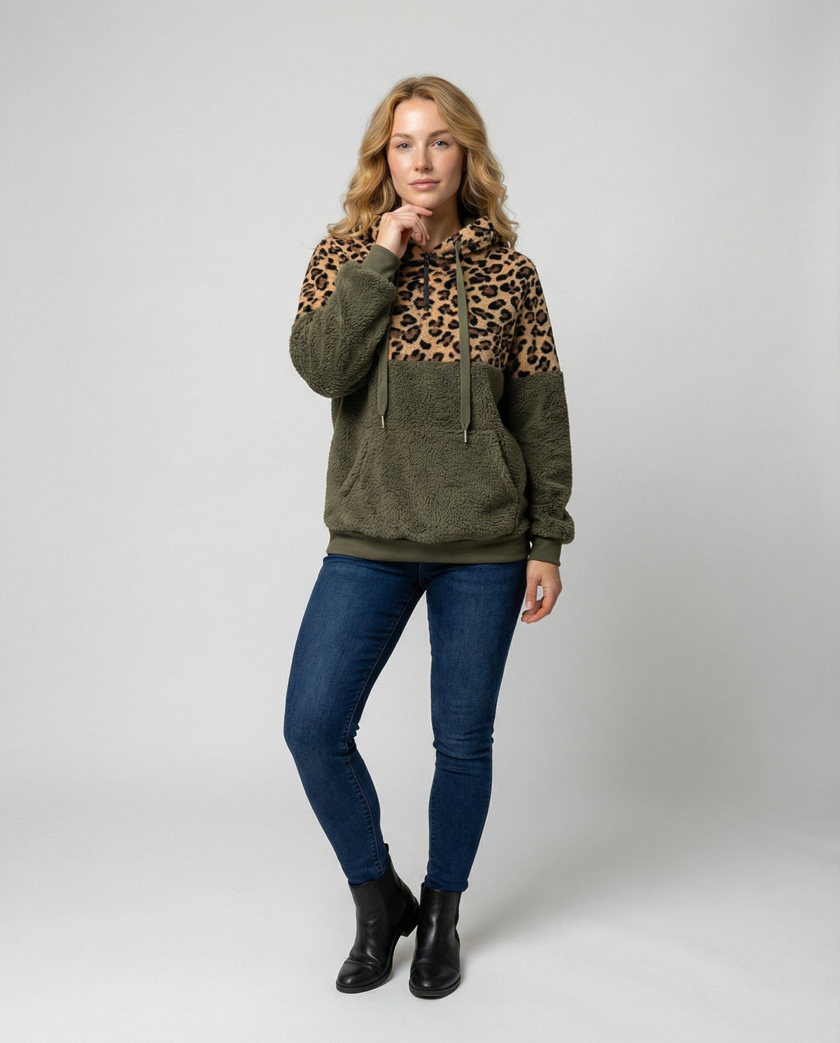 Lucienne™ | Women’s Sherpa Hoodie Leopard Print Fleece