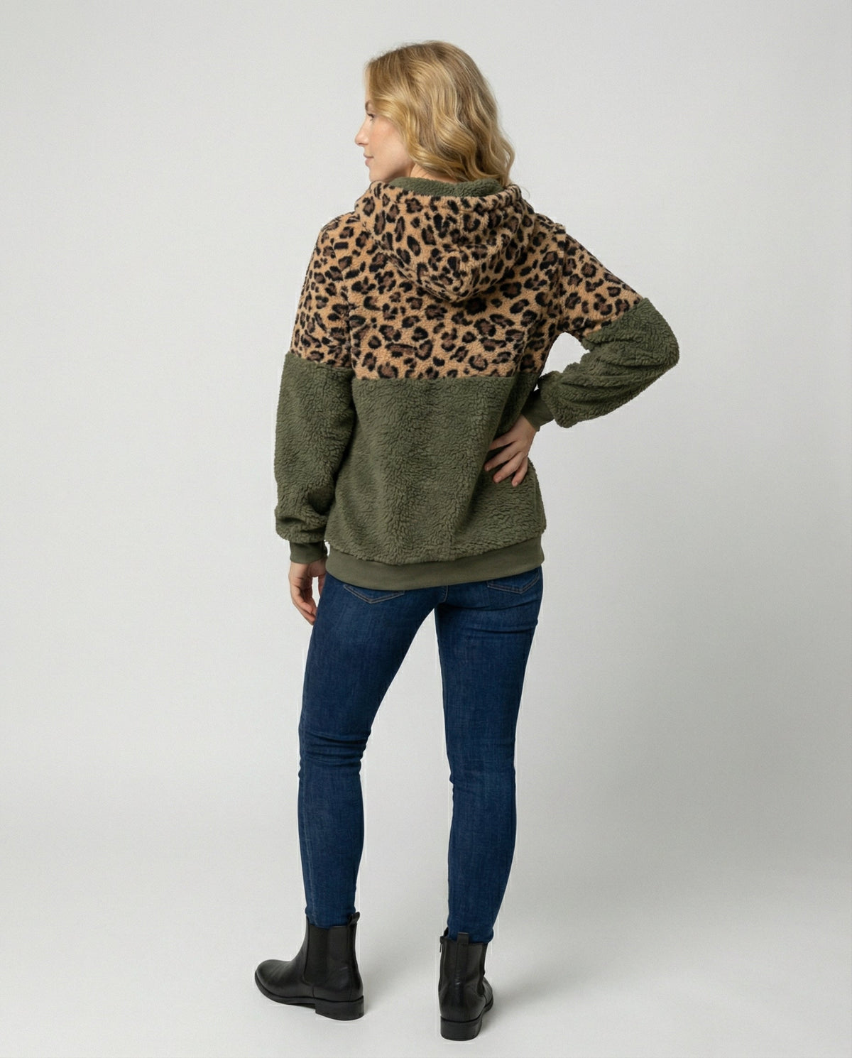 Lucienne™ | Women’s Sherpa Hoodie Leopard Print Fleece