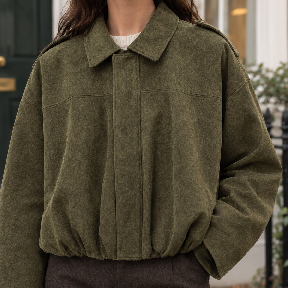 Delphine™ | Women's Suede Bomber Jacket Cropped Blouson