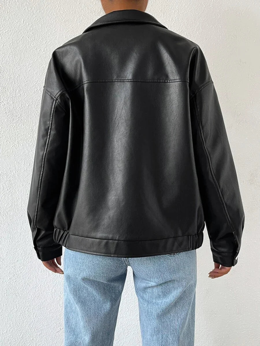 Constance™ | Women's Leather Jacket Faux Leather Zip Front