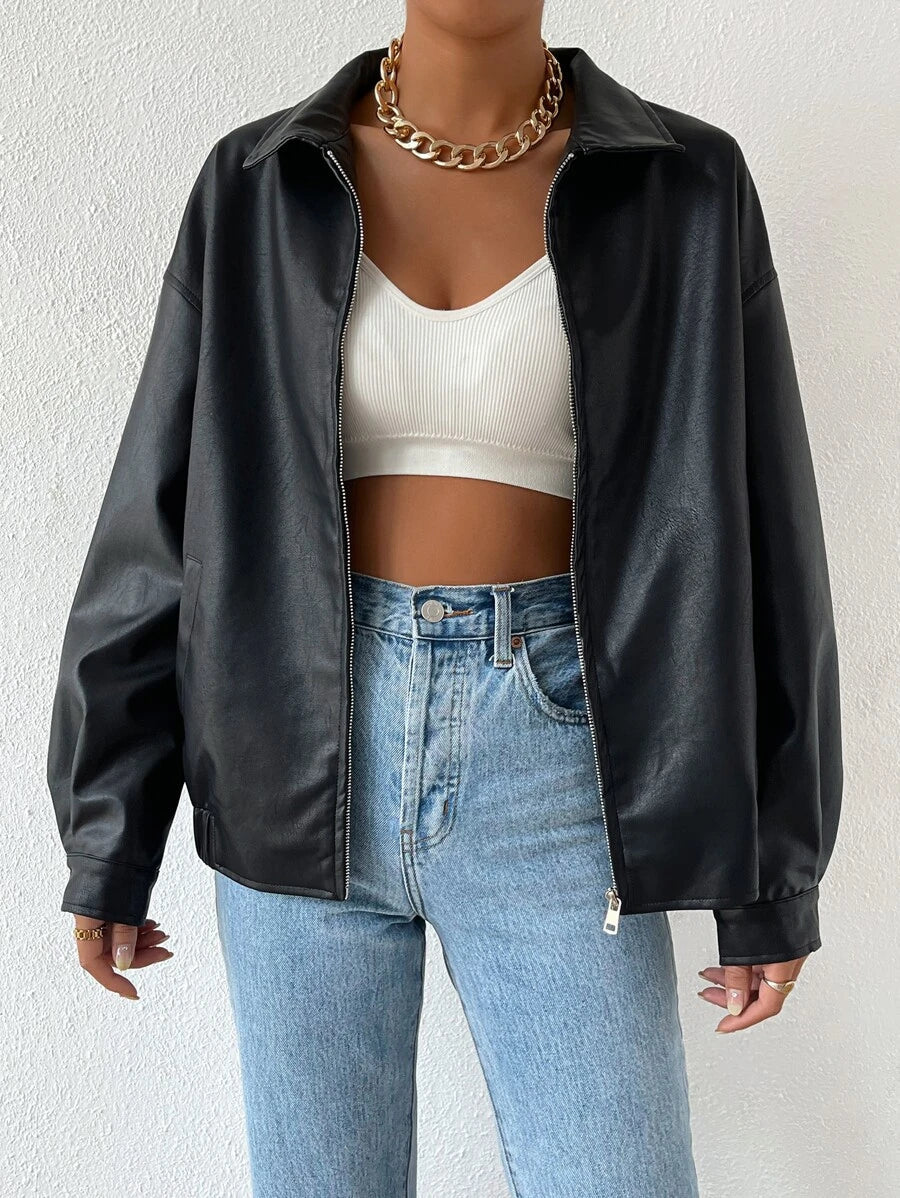 Constance™ | Women's Leather Jacket Faux Leather Zip Front