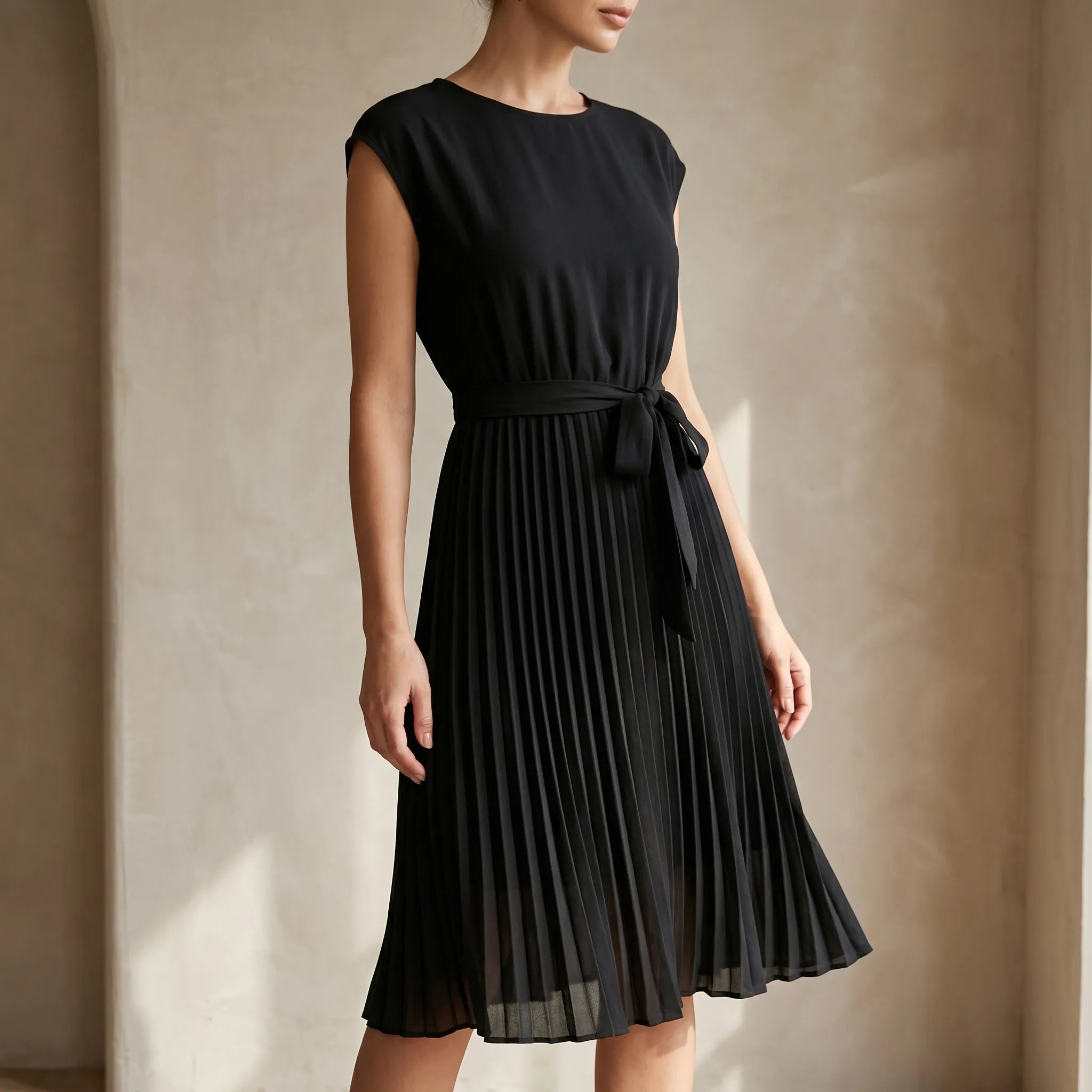 Pleatara™ - Elegant Pleated Midi Dress