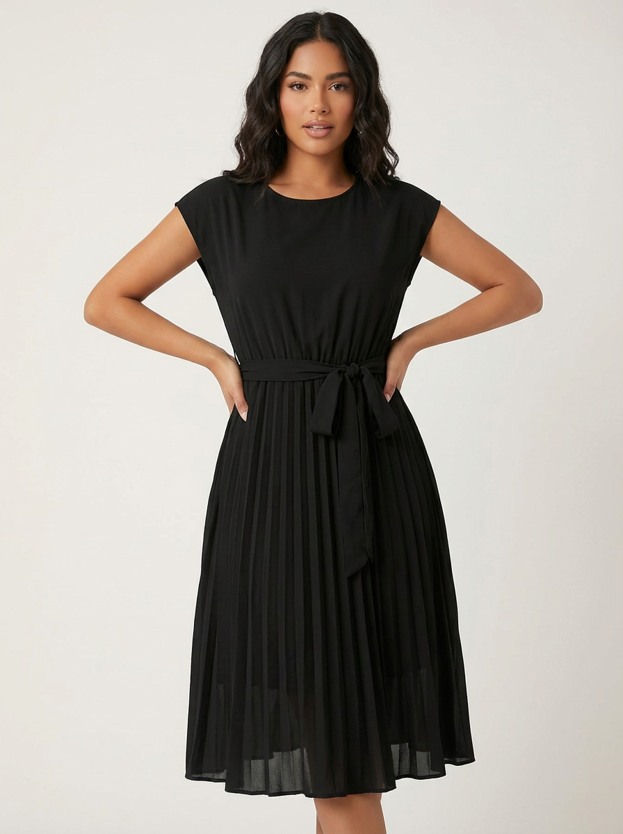Pleatara™ - Elegant Pleated Midi Dress