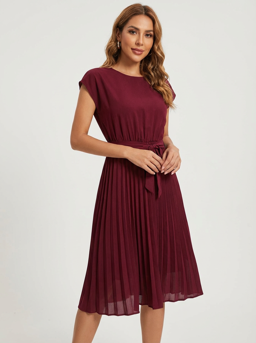 Pleatara™ - Elegant Pleated Midi Dress