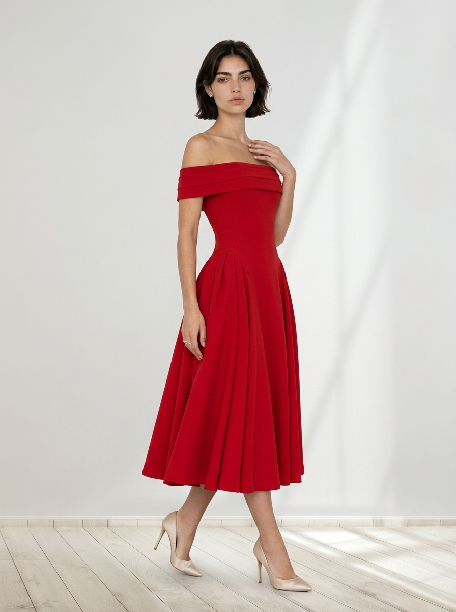 Lucia™ | Off-Shoulder Flare Dress
