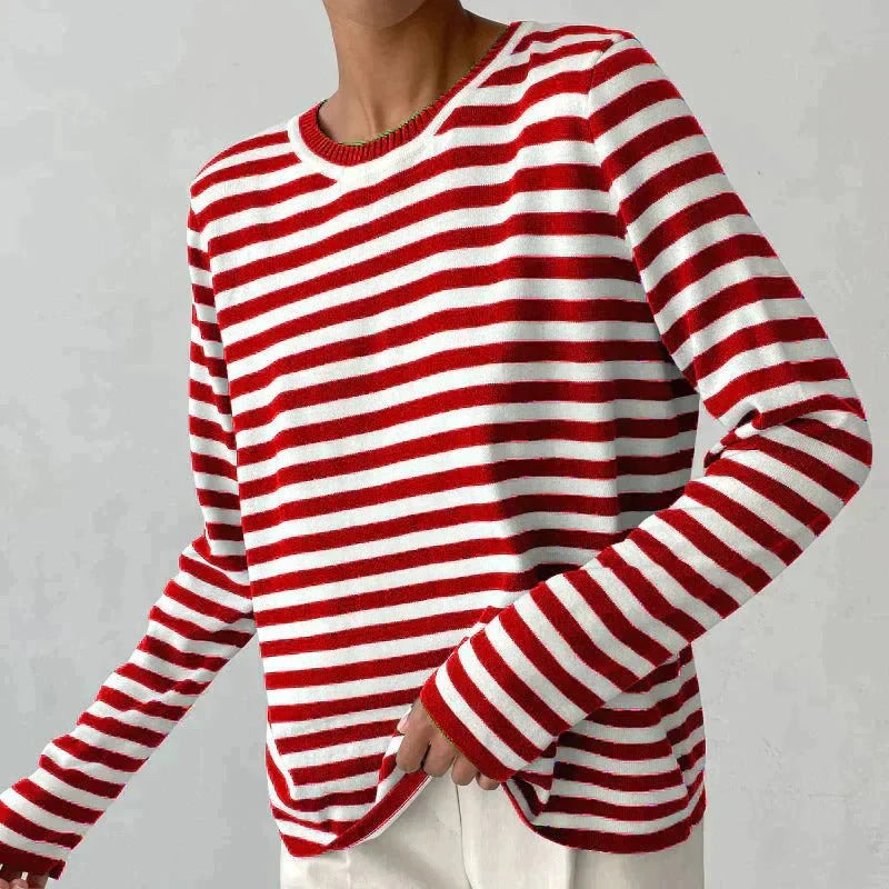 Odessa™ | Women's Striped Cotton Sweater Crew Neck