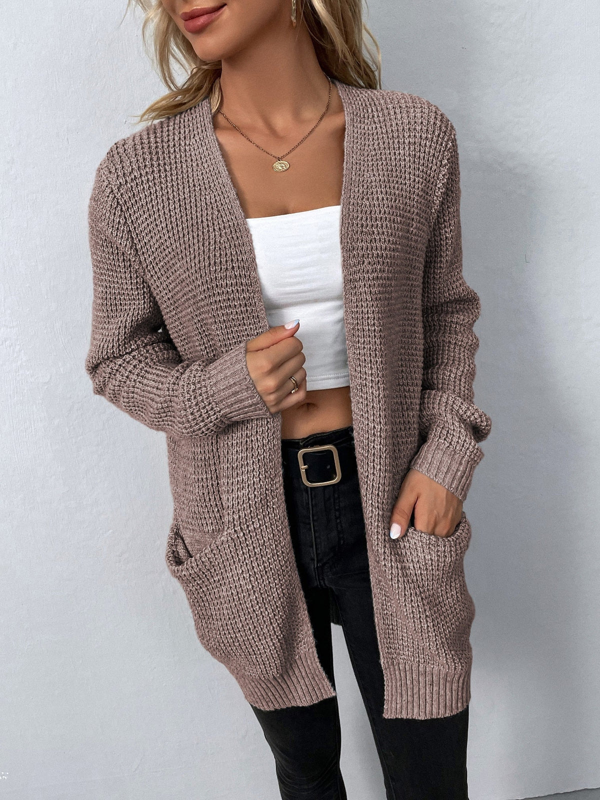 Lunara™ | Women's Waffle Knit Open Front Cardigan