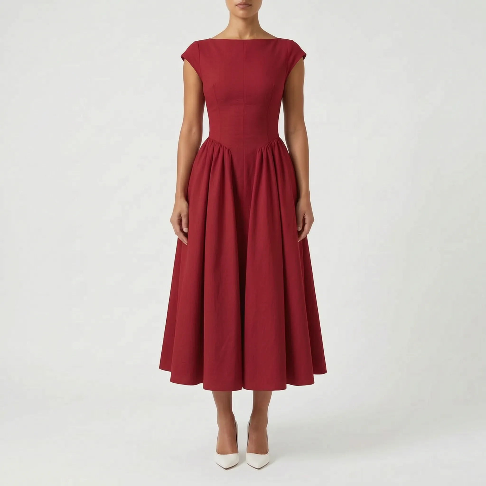 Veloria™ - Structured Midi Dress