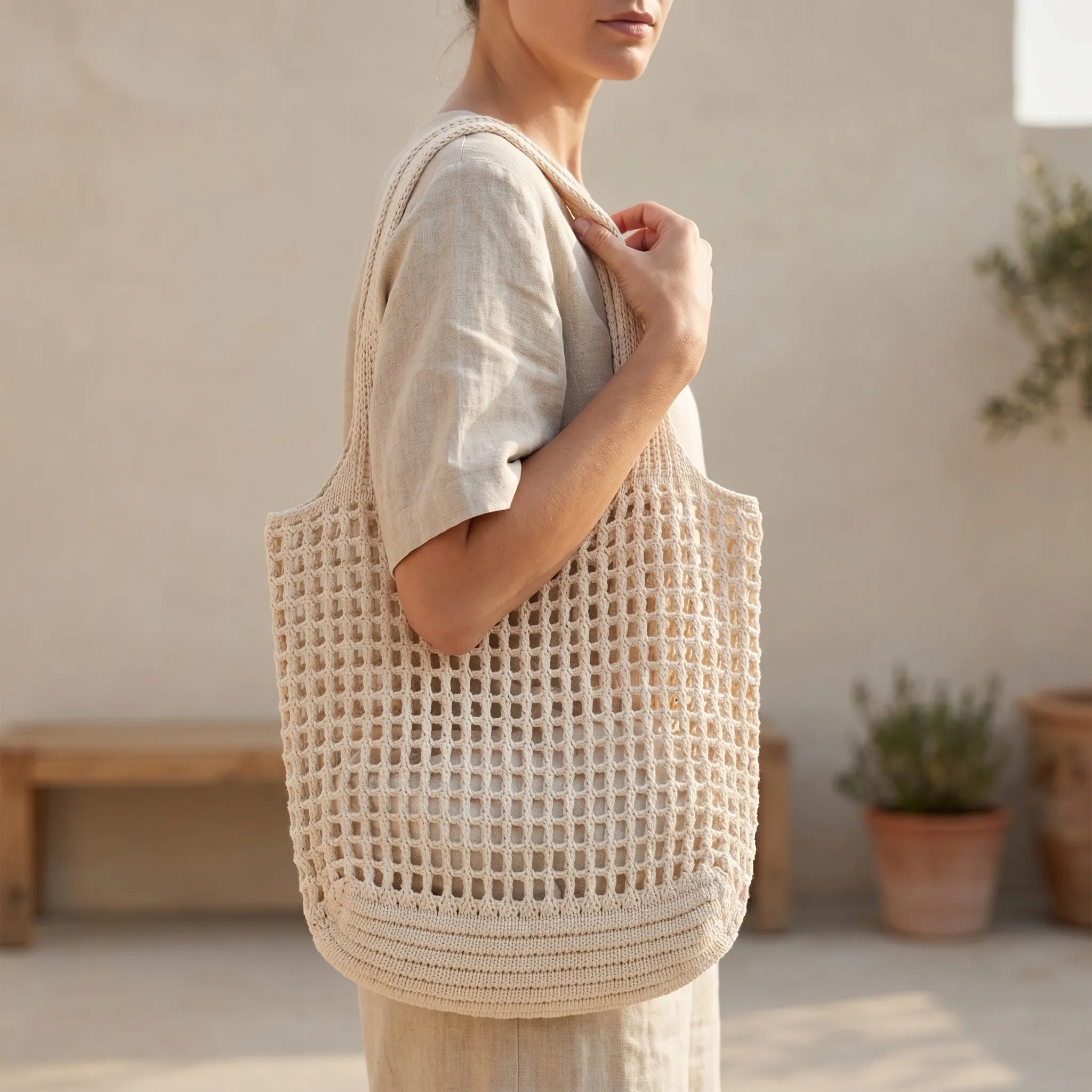 Veltura™ - Crocheted Open Mesh Tote Bag