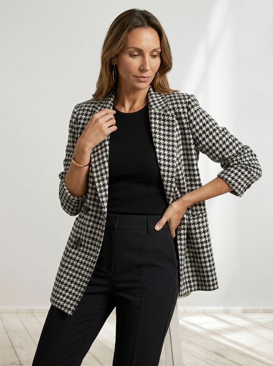 Celeste™ | Checked Long Blazer