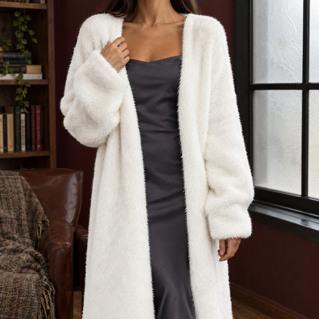 Genevra™ | Women's Plush Fleece Longline Cardigan Open Front