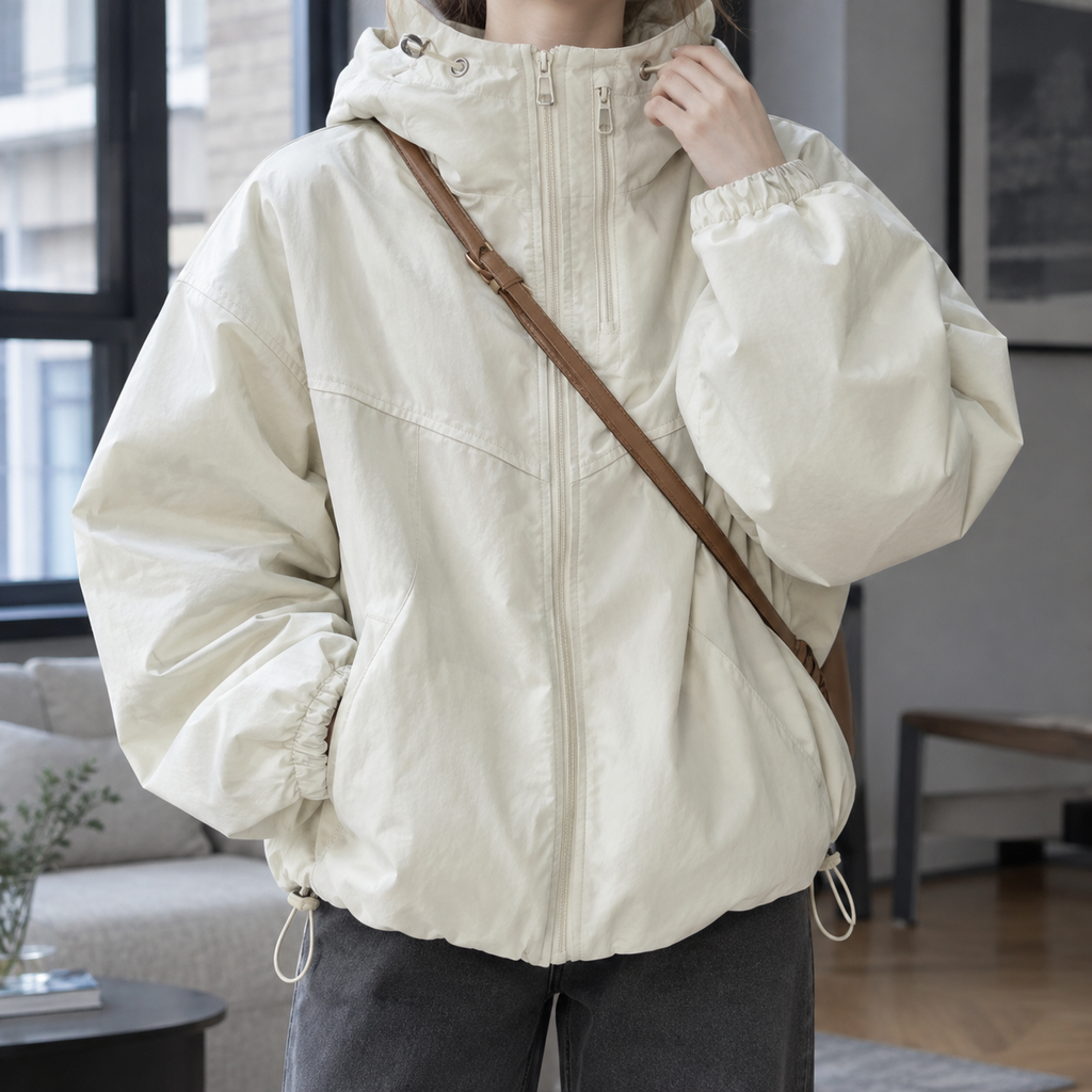 Cordelia™ | Women's Woven Hooded Puffer Jacket Cropped