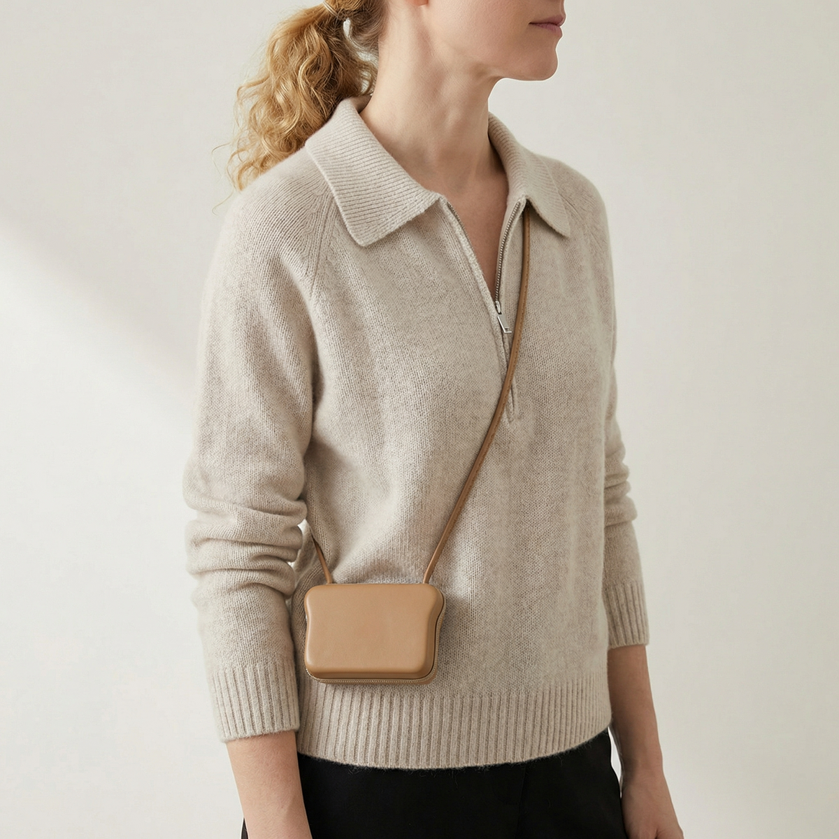 Aveline™ | Women's Cotton Half Zip Polo Sweater Collar
