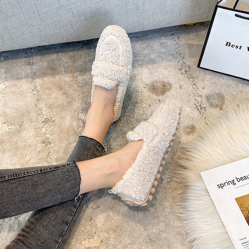Celestine™ | Women's Fleece Slip On Loafers Faux Fur