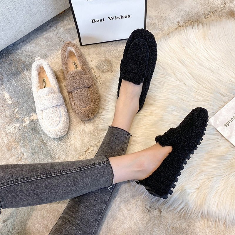 Celestine™ | Women's Fleece Slip On Loafers Faux Fur