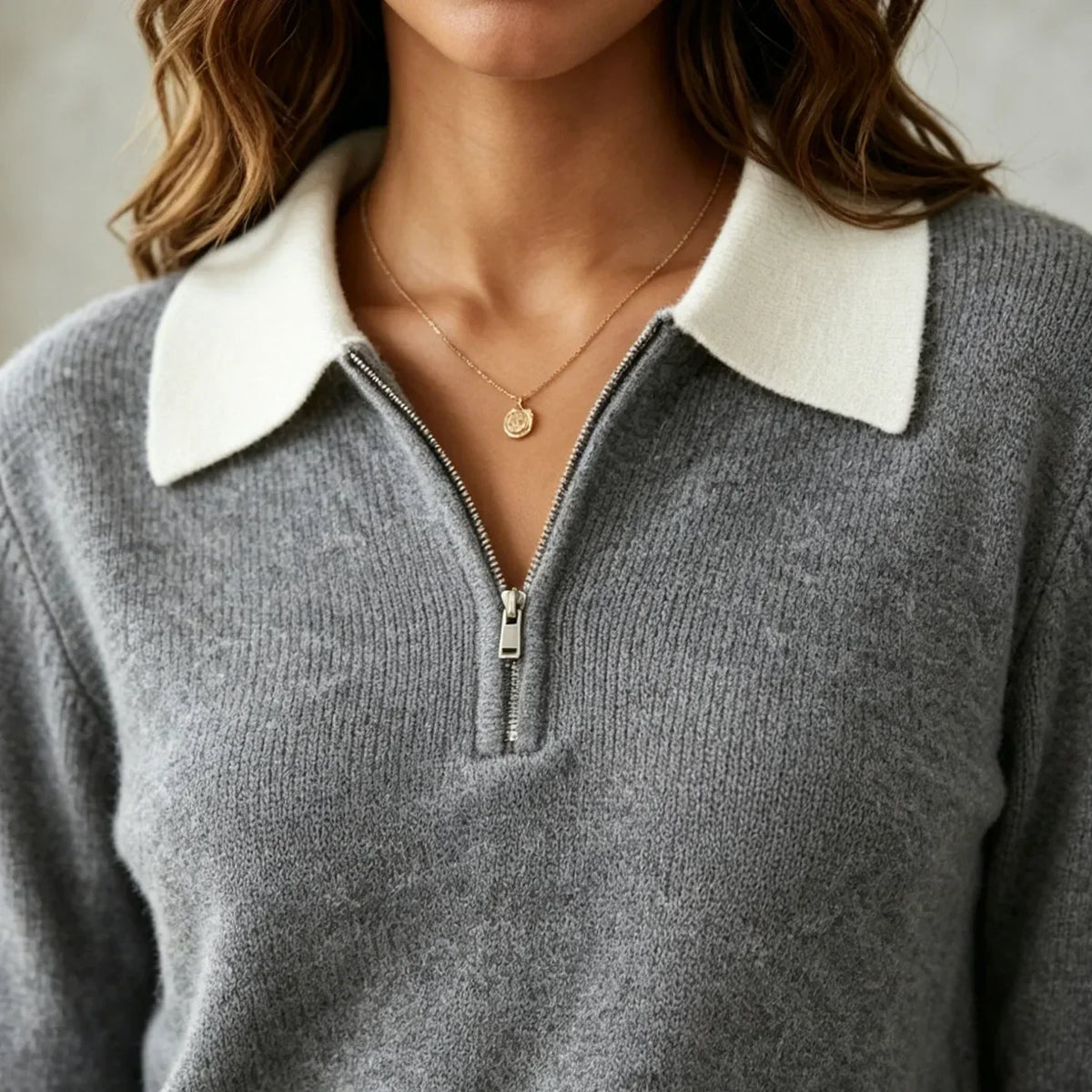 Marguerite™ | Women's Half Zip Polo Sweater Cotton Blend
