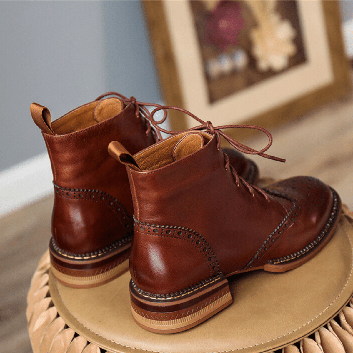 Isolde™ | Women's Leather Brogue Ankle Boots Lace Up