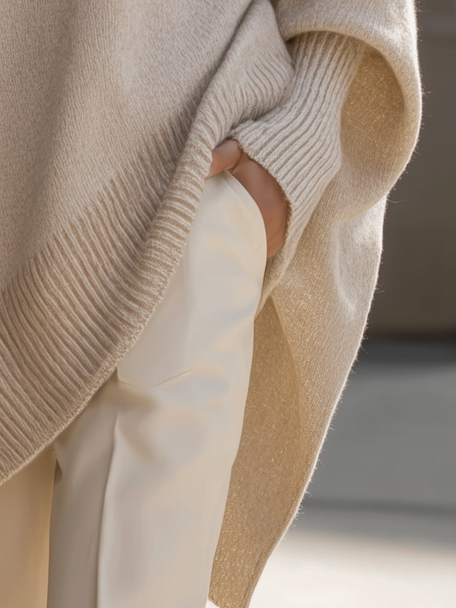Genevieve™ | Women's Oversized Poncho Sweater Wool Blend