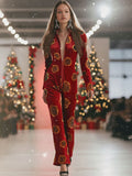 Florence™ | Women's Red Velvet Jumpsuit Rose Print