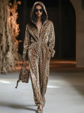 Elodie™ | Women's Velvet Hooded Jumpsuit Leopard Print