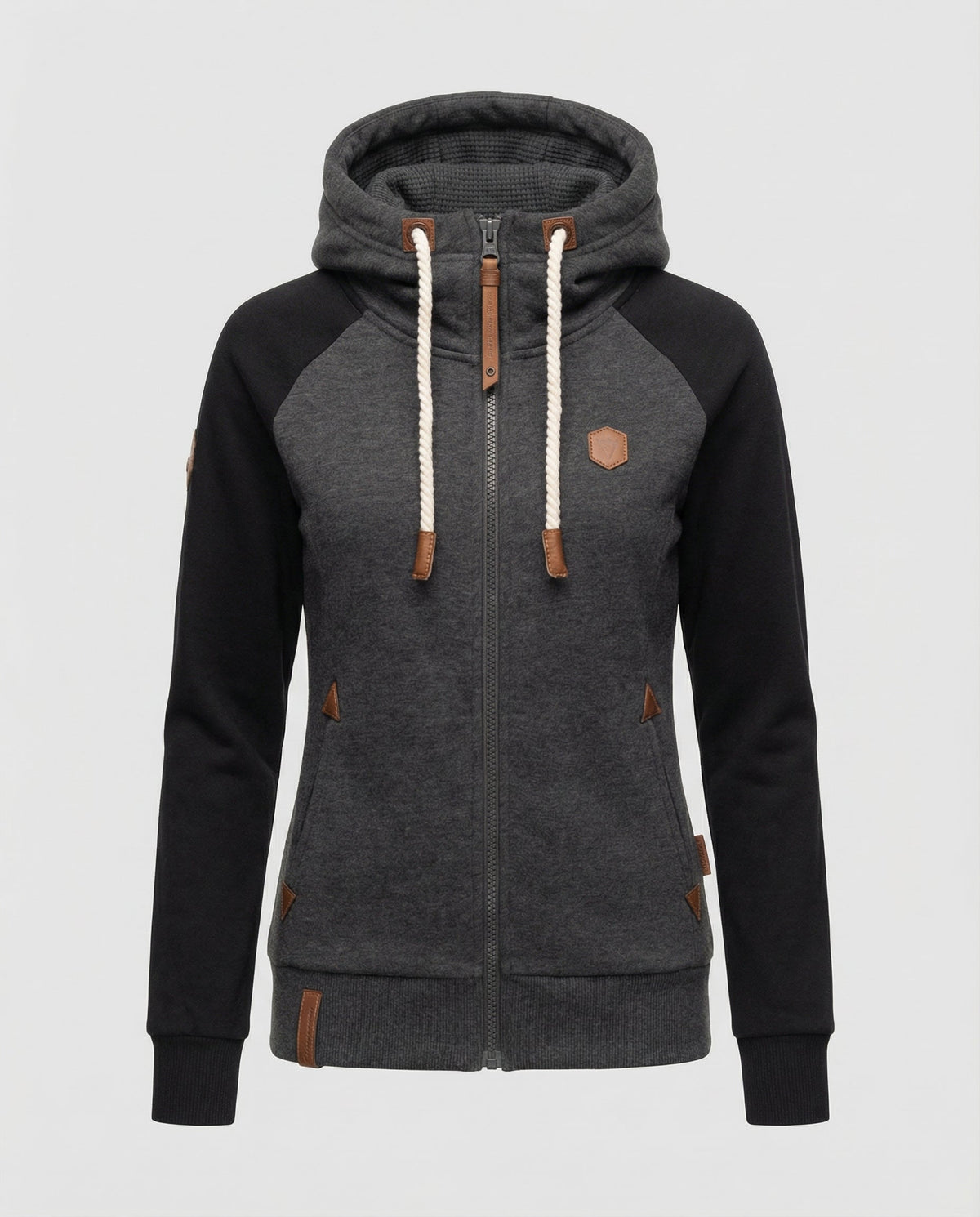 Henriette™ | Women's Zip Hoodie Color Block Fleece