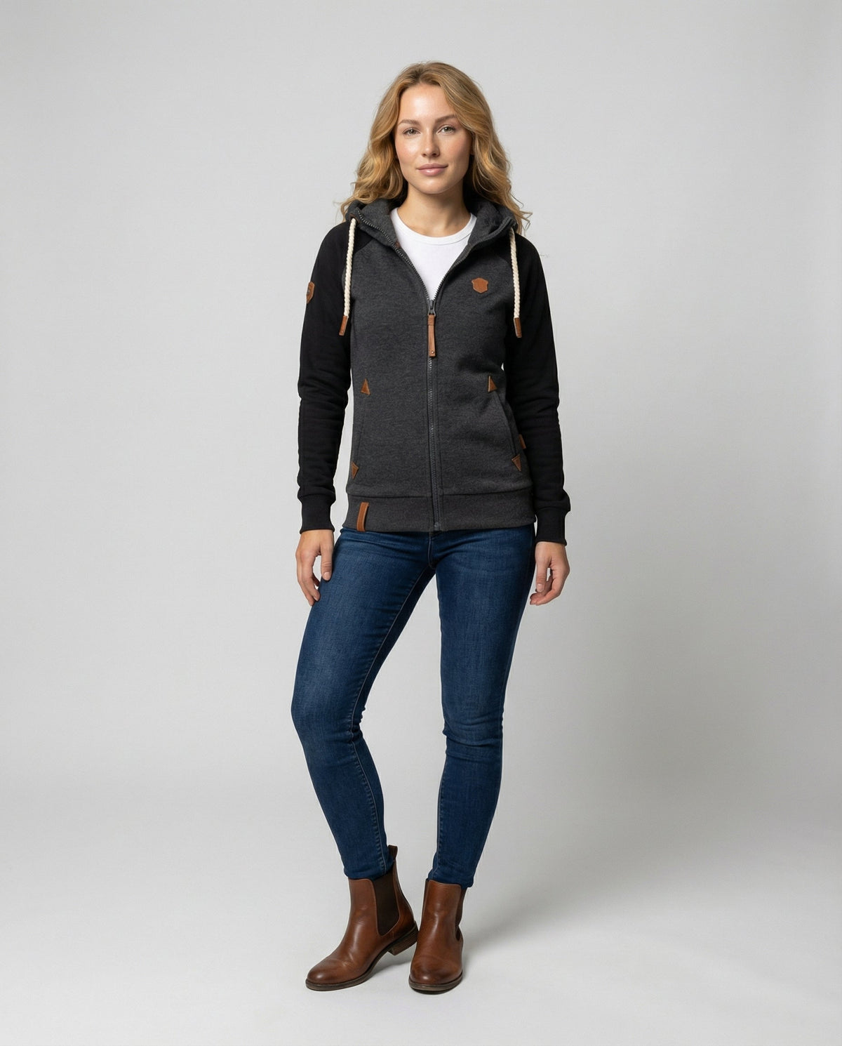 Henriette™ | Women's Zip Hoodie Color Block Fleece