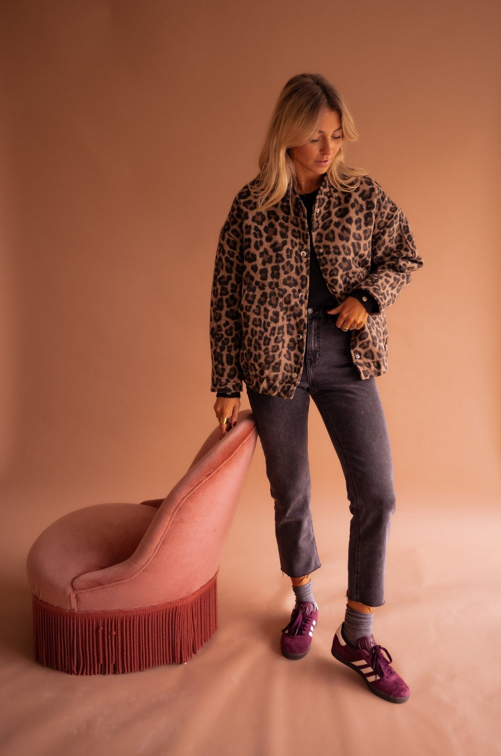 Colette™ | Women's Leopard Print Bomber Jacket Snap Button