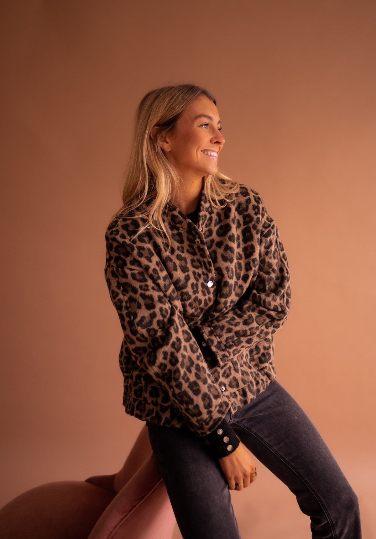 Colette™ | Women's Leopard Print Bomber Jacket Snap Button